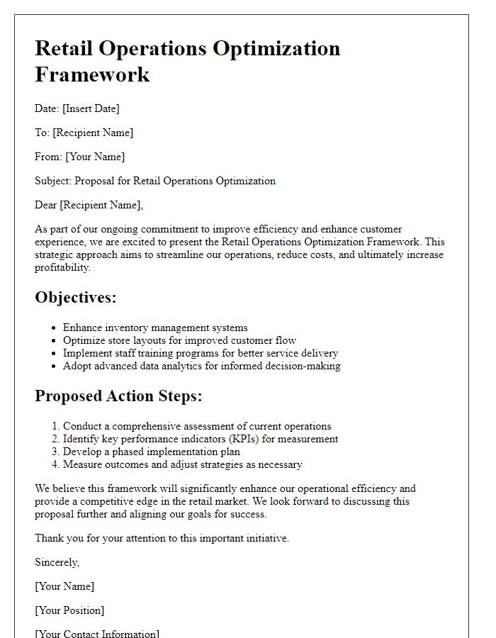 Letter template of retail operations optimization framework