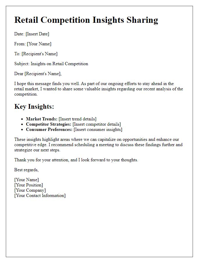 Letter template of retail competition insights sharing