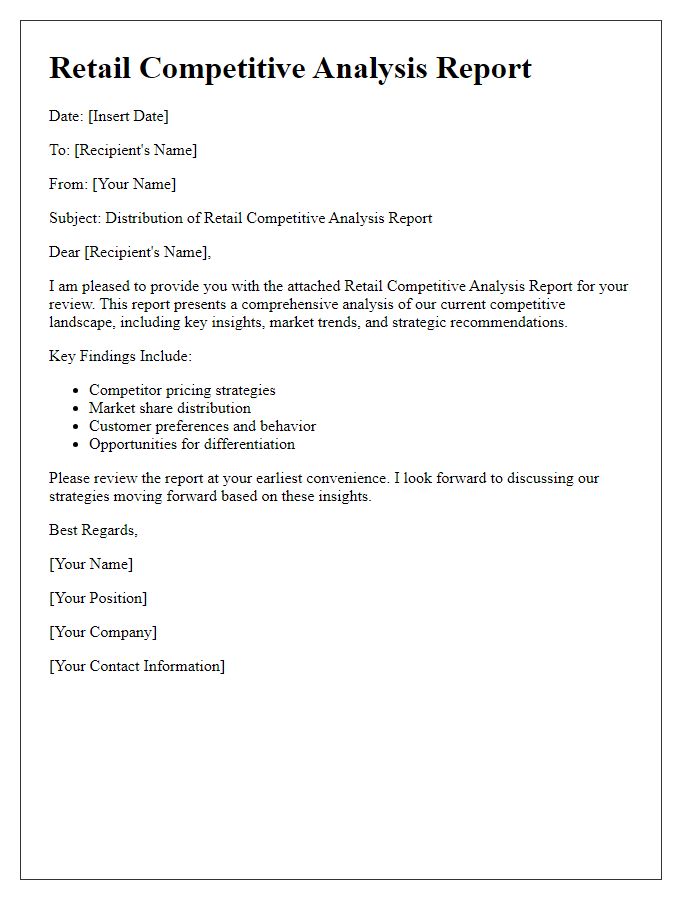 Letter template of retail competitive analysis report distribution