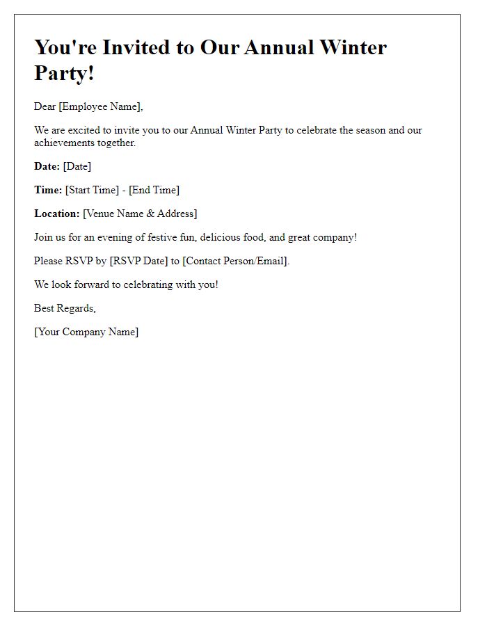 Letter template of corporate winter party invitation