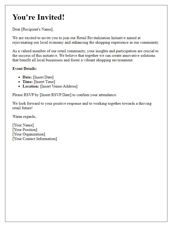 Letter template of Invitation to Join Retail Revitalization Initiative