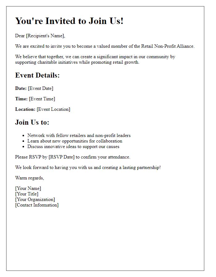 Letter template of retail non-profit alliance invitation