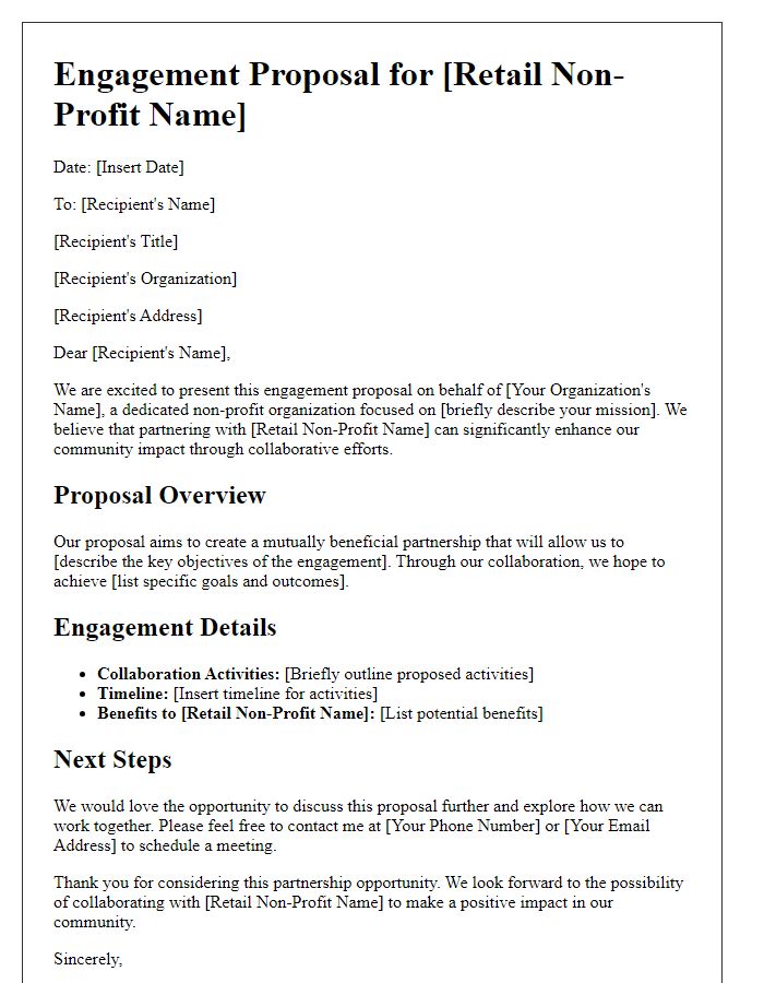 Letter template of retail non-profit engagement proposal