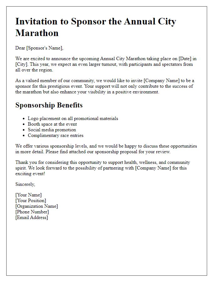 Letter template of city marathon sponsorship invitation