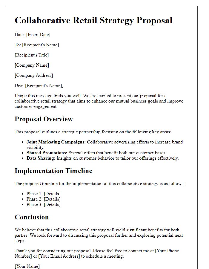 Letter template of Collaborative Retail Strategy Proposal