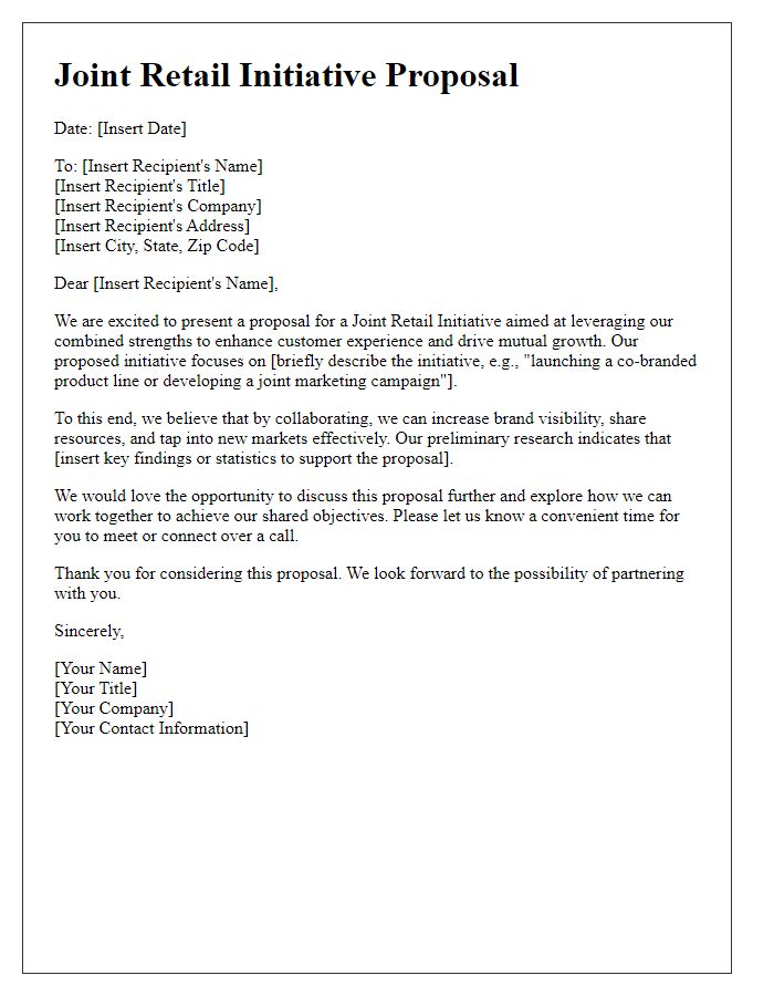 Letter template of Joint Retail Initiative Proposal