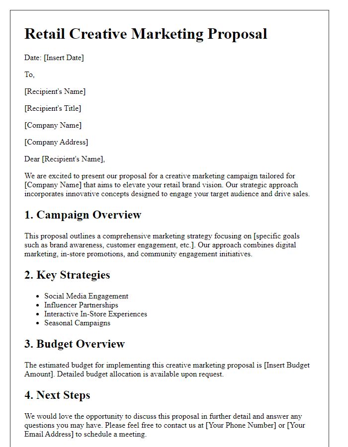 Letter template of retail creative marketing proposal