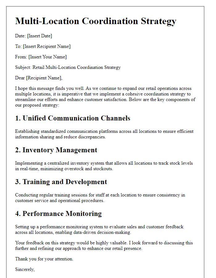 Letter template of retail multi-location coordination strategy.