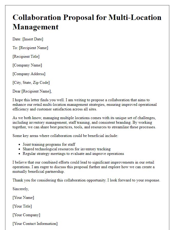 Letter template of retail multi-location management collaboration.