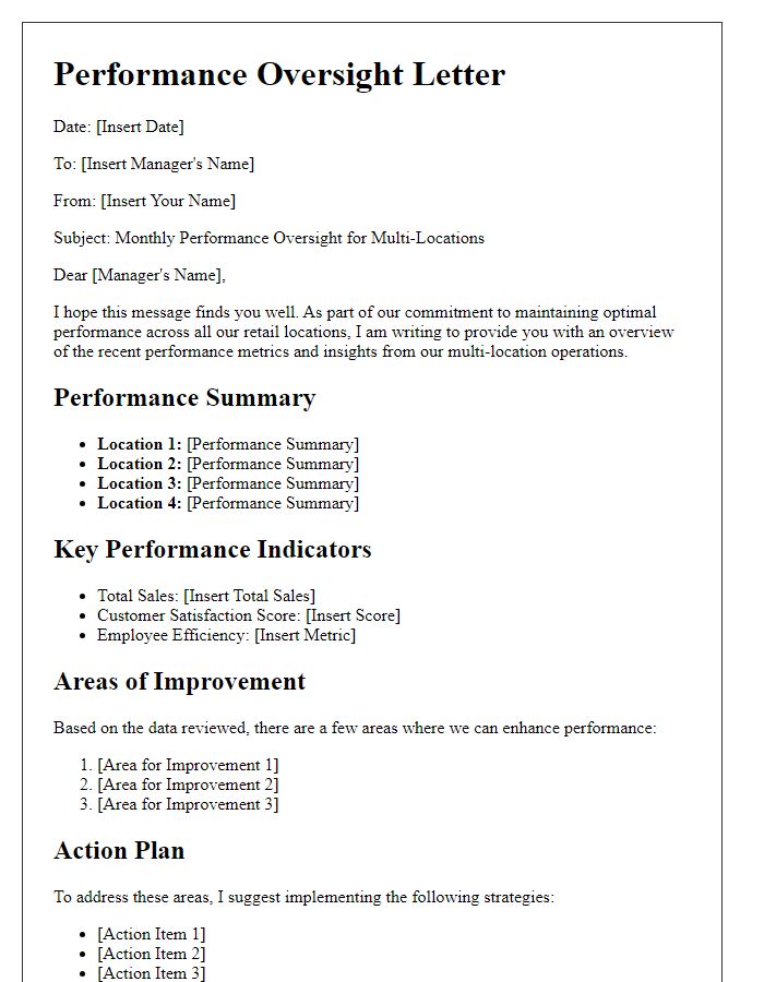 Letter template of retail multi-location performance oversight.