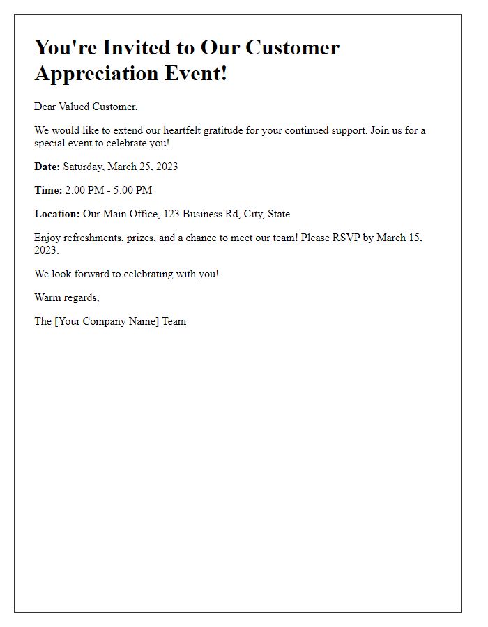 Letter template of customer appreciation event invitation