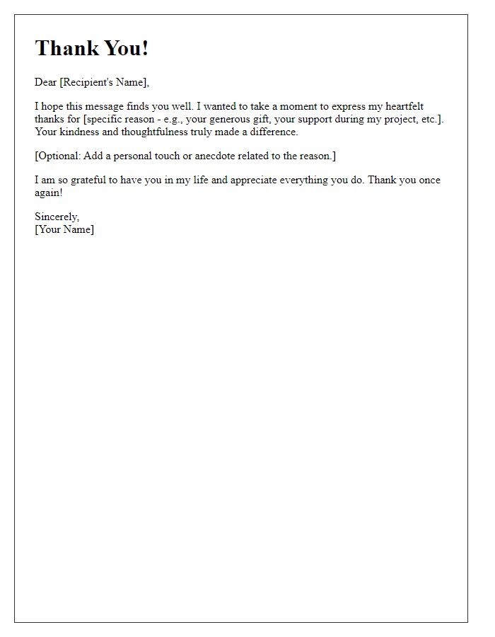 Letter template of custom thank you expression