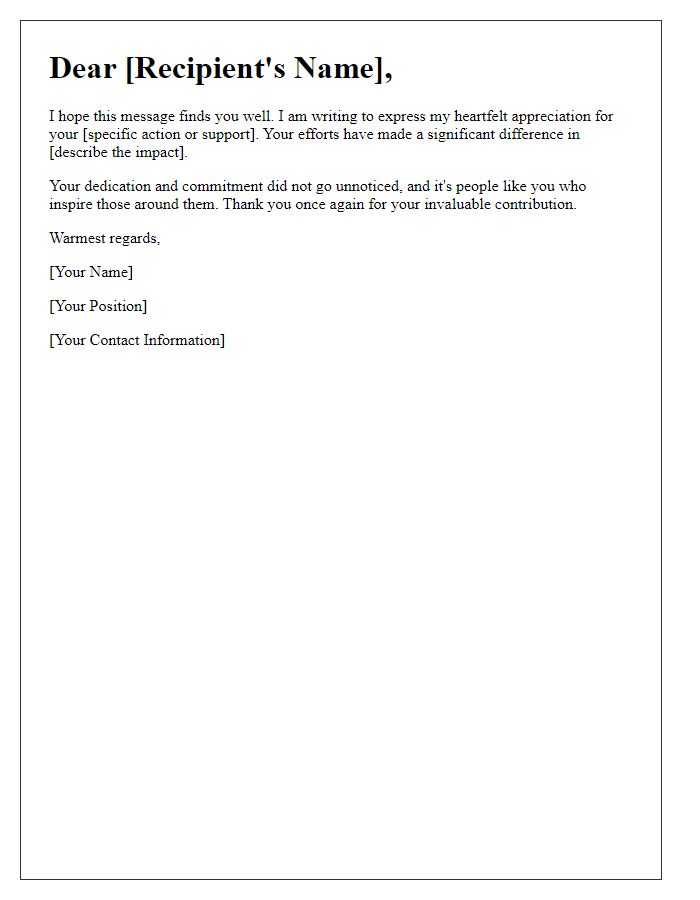 Letter template of meaningful appreciation letter