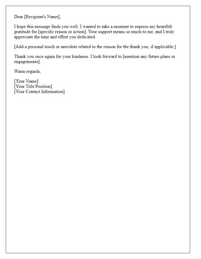 Letter template of tailored thank you message