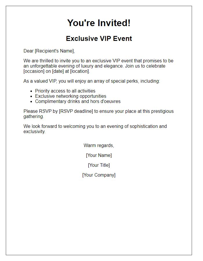 Letter template of exclusive VIP event invitation