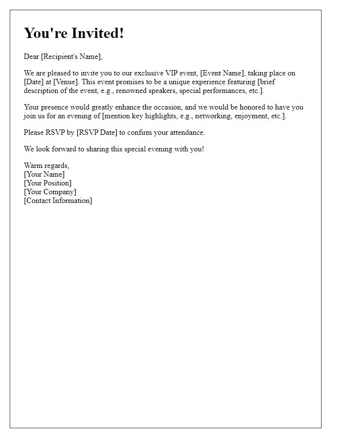 Letter template of selective VIP event invitation