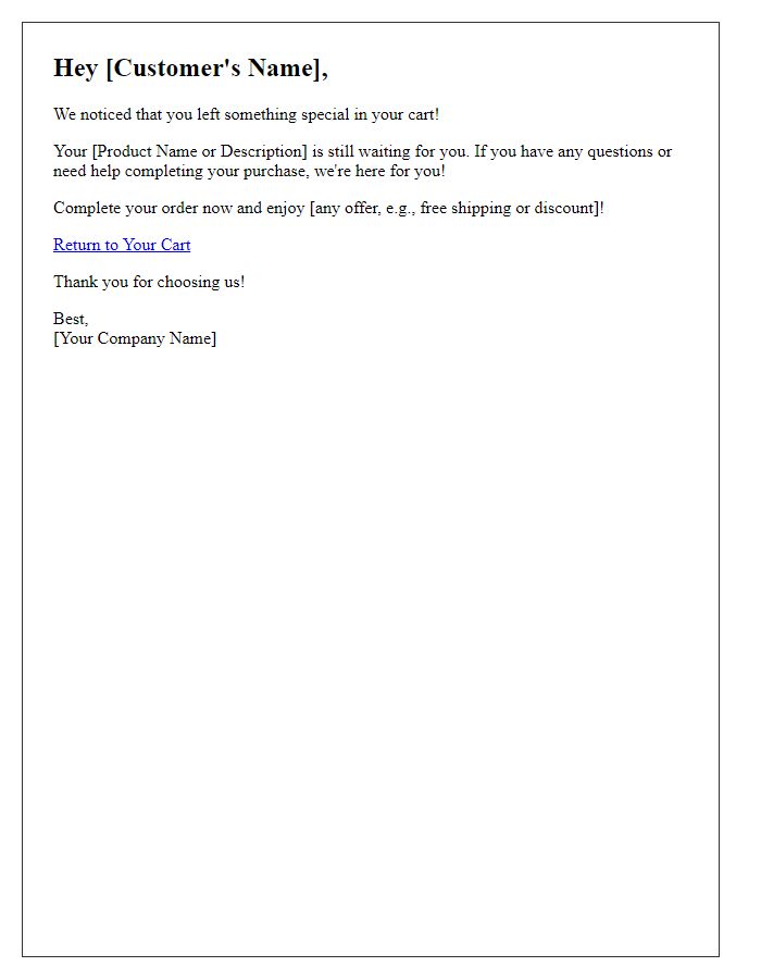 Letter template of friendly nudge about your incomplete purchase