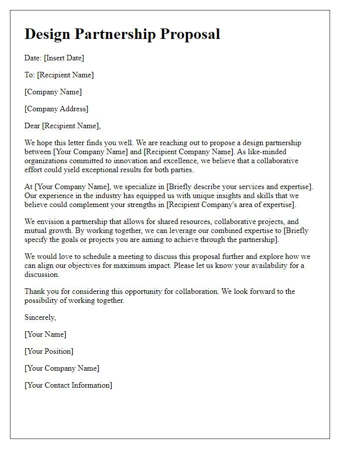 Letter template of design partnership proposal for mutual growth