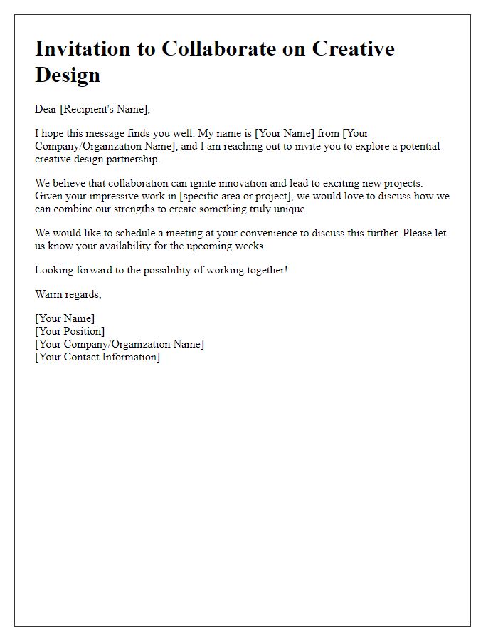 Letter template of invitation for creative design partnership