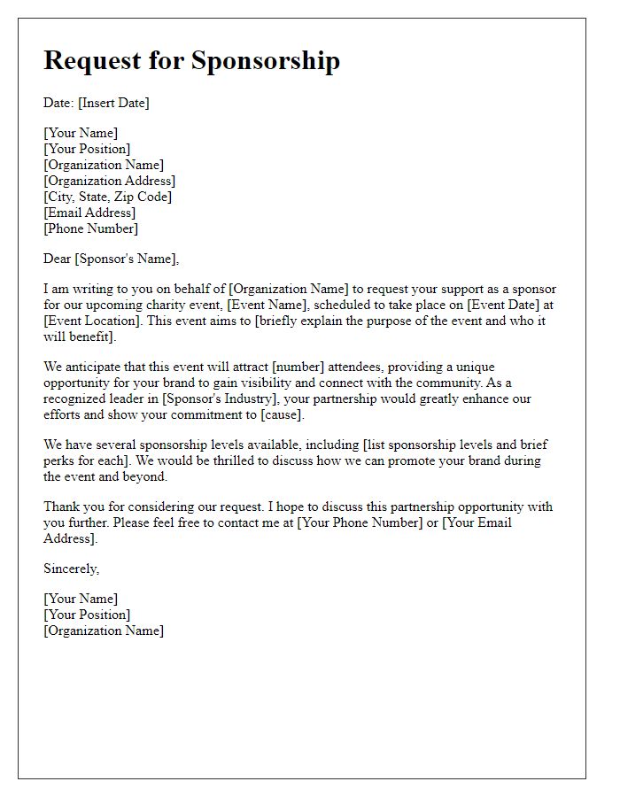 Letter template of sponsorship request for charity event