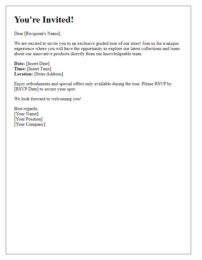 Letter template of invitation for exclusive guided store tour