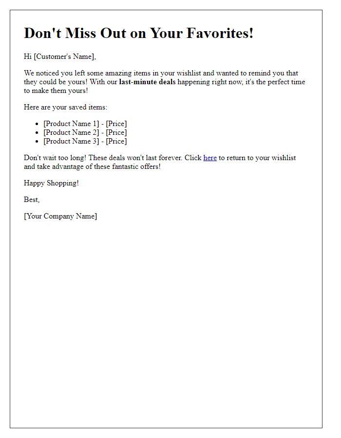 Letter template of abandoned wishlist encouragement for last-minute deals