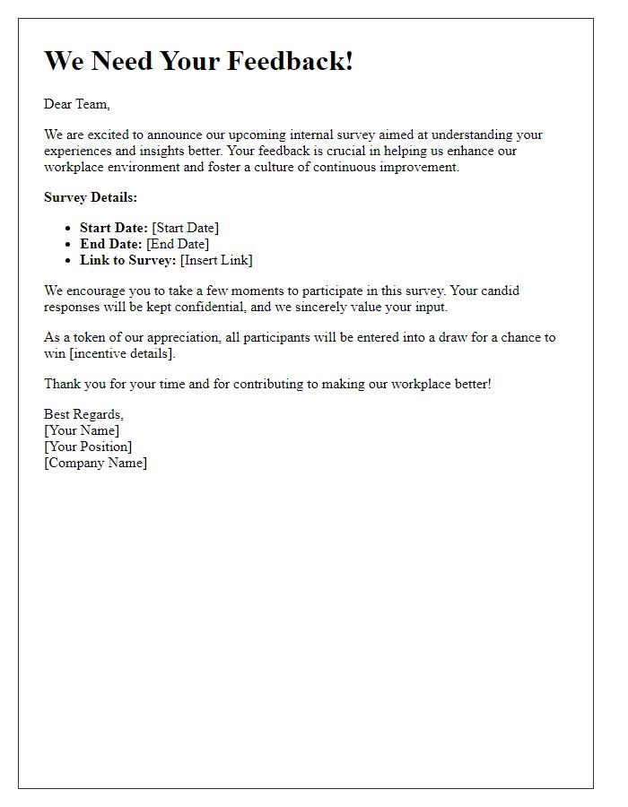 Letter template of call to action for internal survey engagement