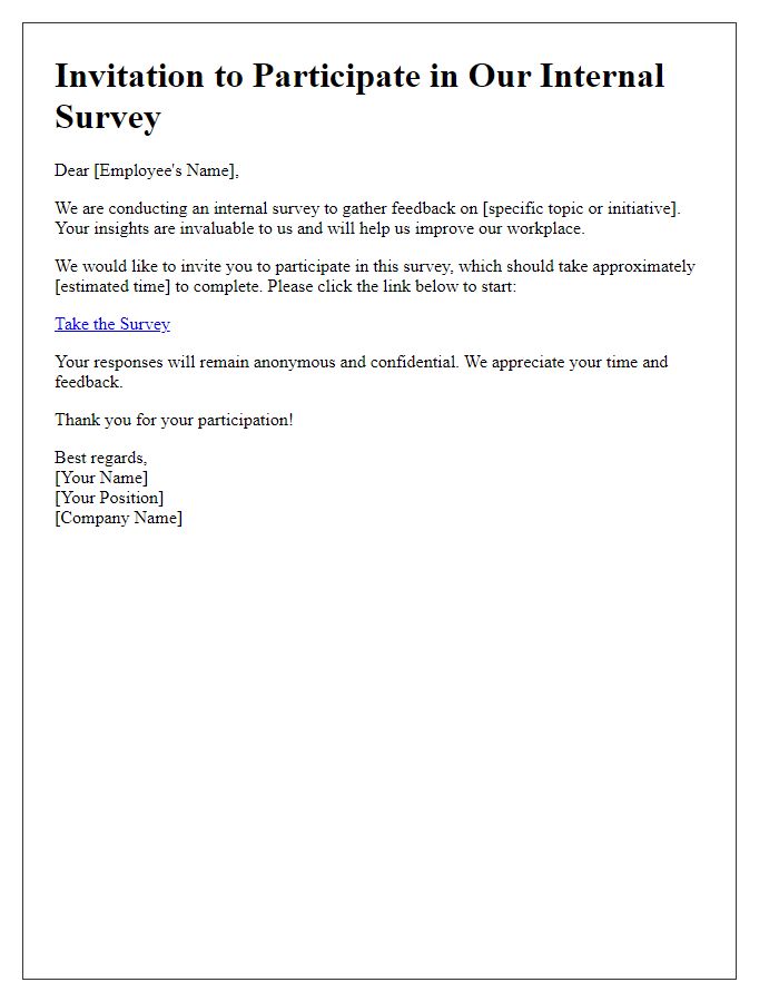 Letter template of invitation to join internal survey