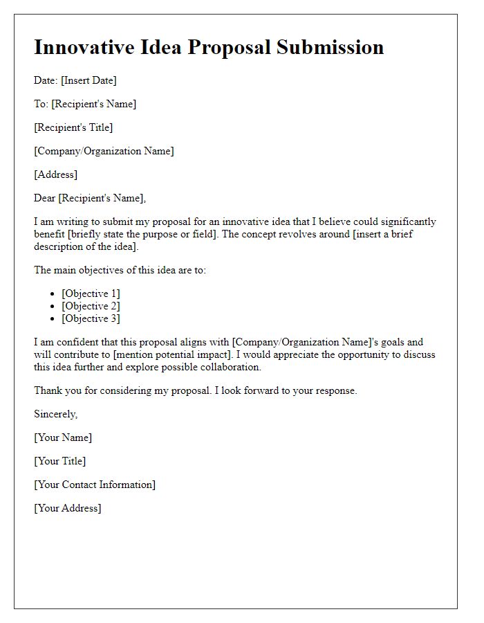 Letter template of innovative idea proposal submission