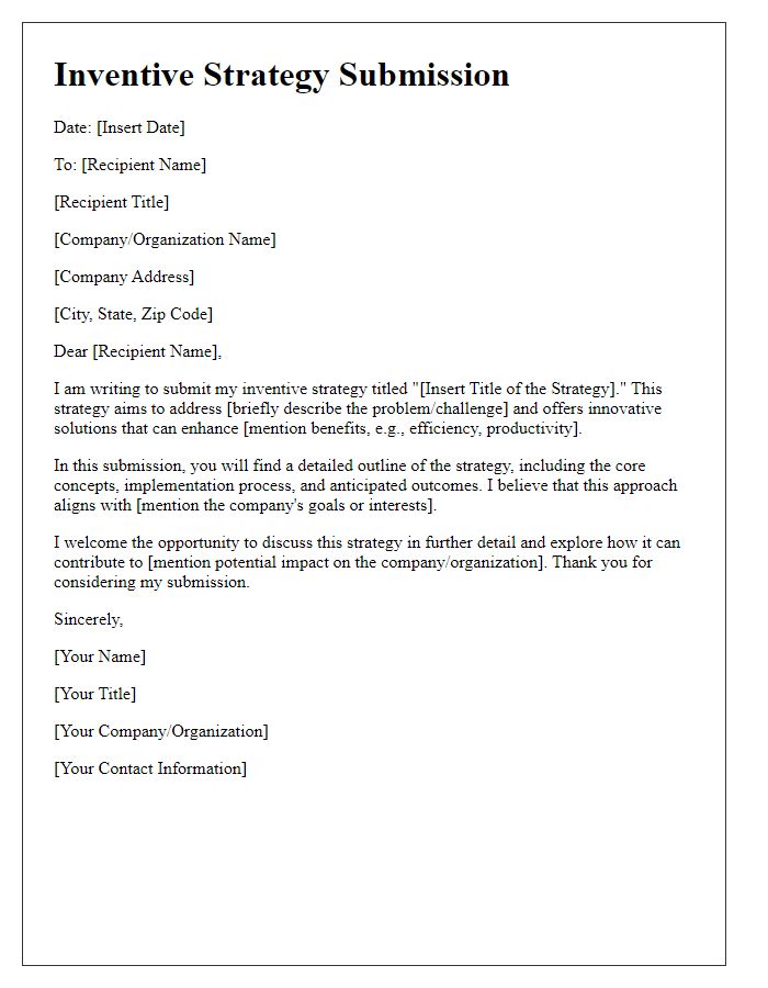 Letter template of inventive strategy submission