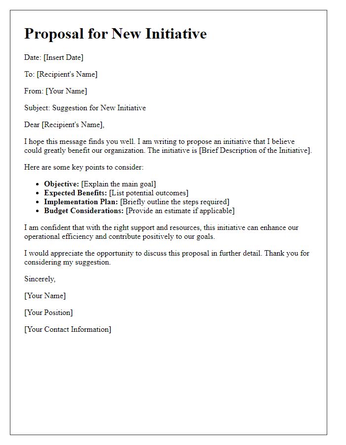 Letter template of new initiative suggestion