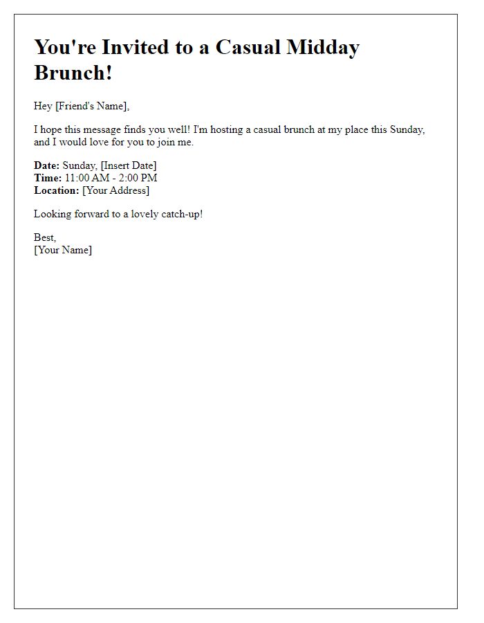 Letter template of a casual midday brunch invitation