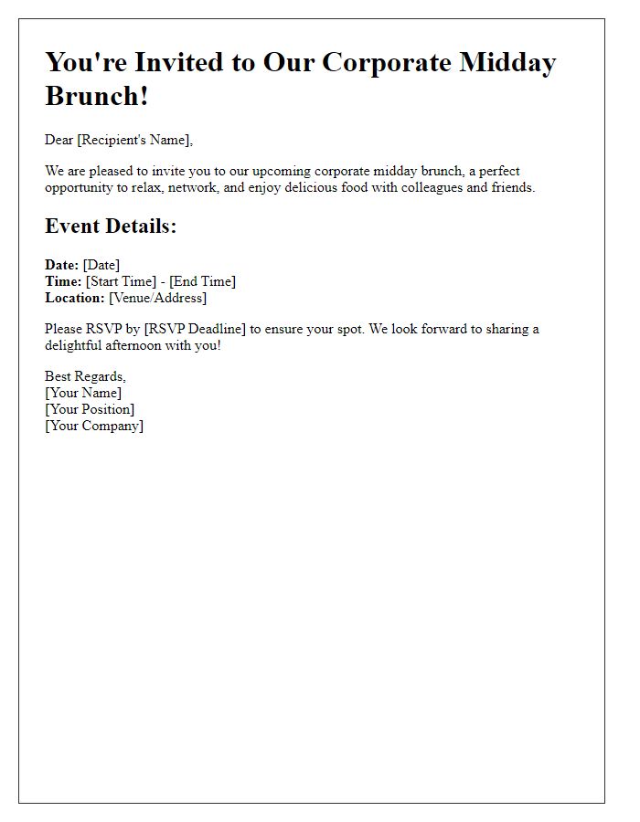 Letter template of a corporate midday brunch invitation