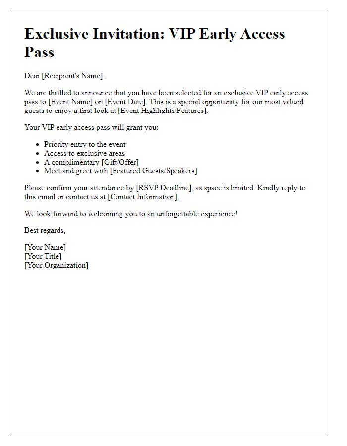 Letter template of VIP early access pass issuance announcement