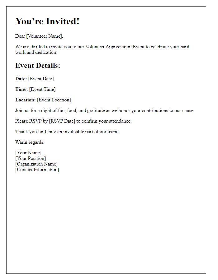 Letter template of Volunteer Appreciation Event Invitation