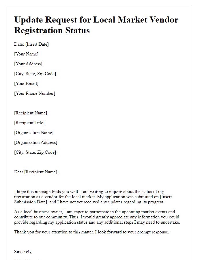 Letter template of Update Request for Local Market Vendor Registration Status