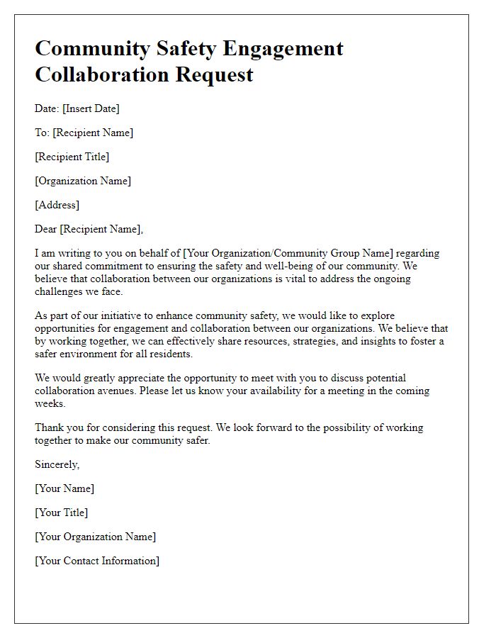 Letter template of community safety engagement collaboration request