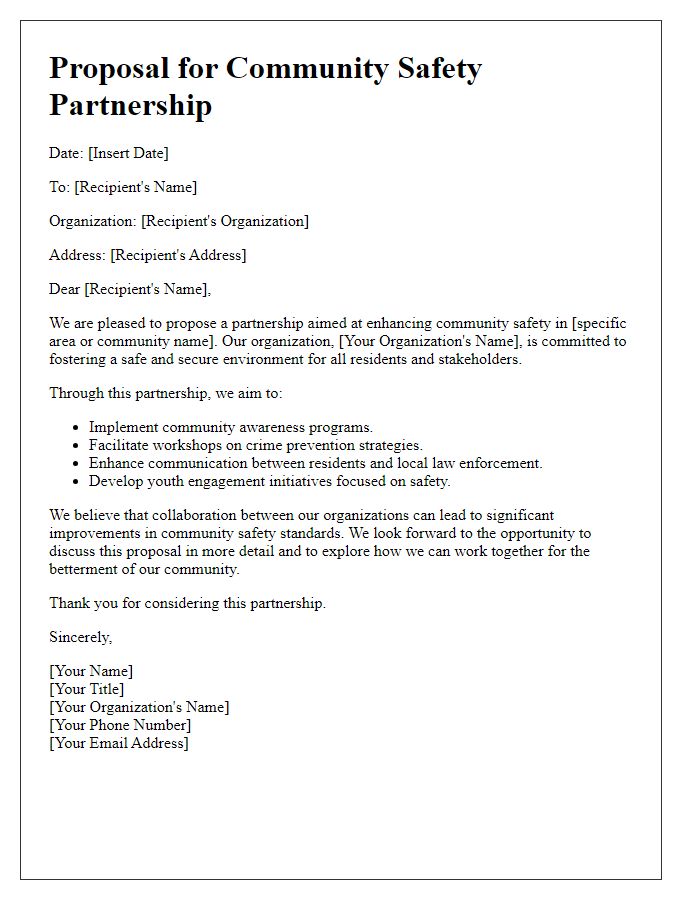 Letter template of community safety partnership proposal