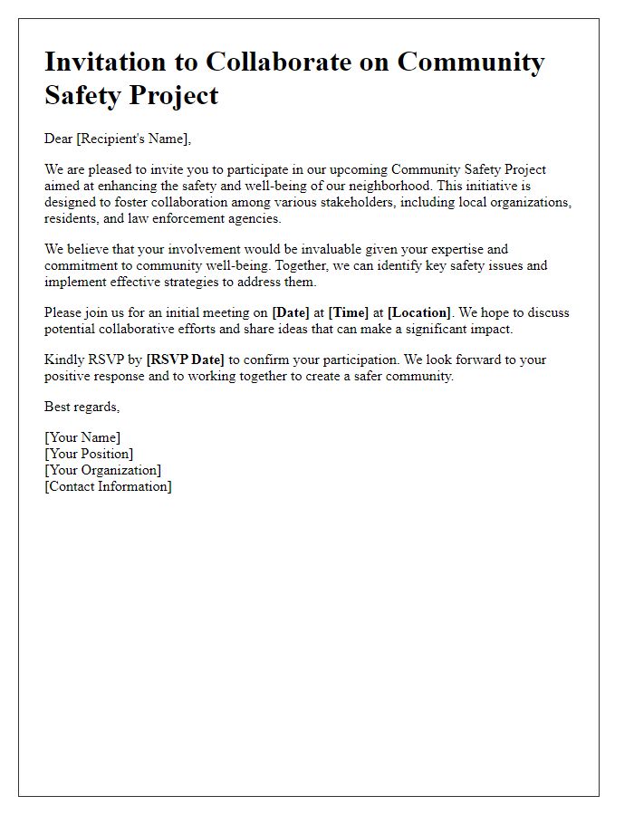 Letter template of community safety project cooperation invitation