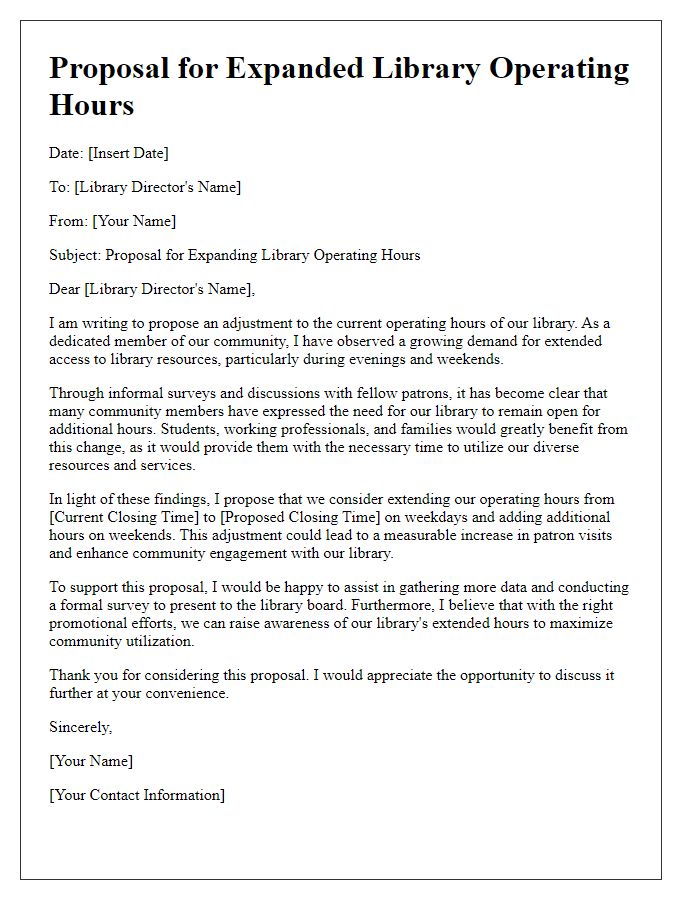 Letter template of proposal for expanded library operating hours.