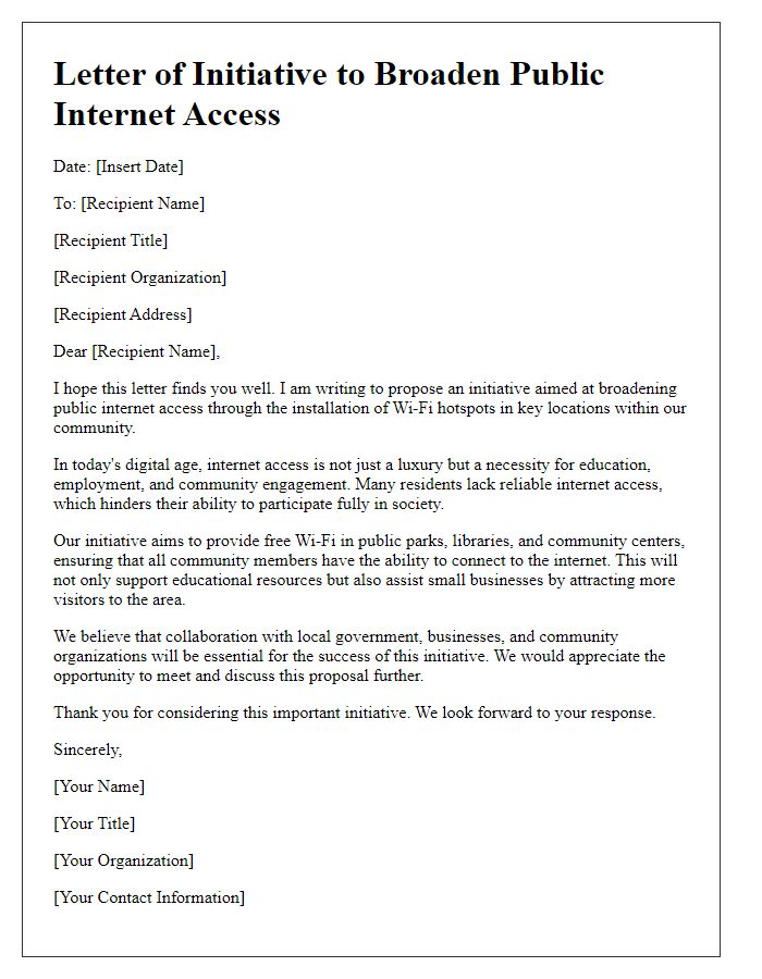 Letter template of initiative to broaden public internet access through Wi-Fi.