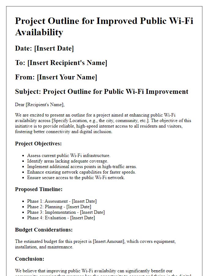 Letter template of project outline for improved public Wi-Fi availability.