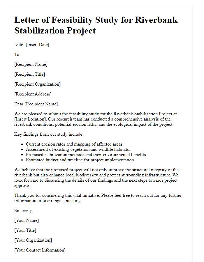 Letter template of riverbank stabilization project feasibility study