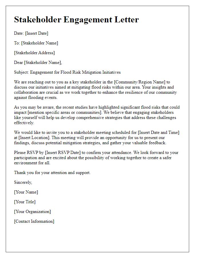 Letter template of stakeholder engagement for flood risk mitigation