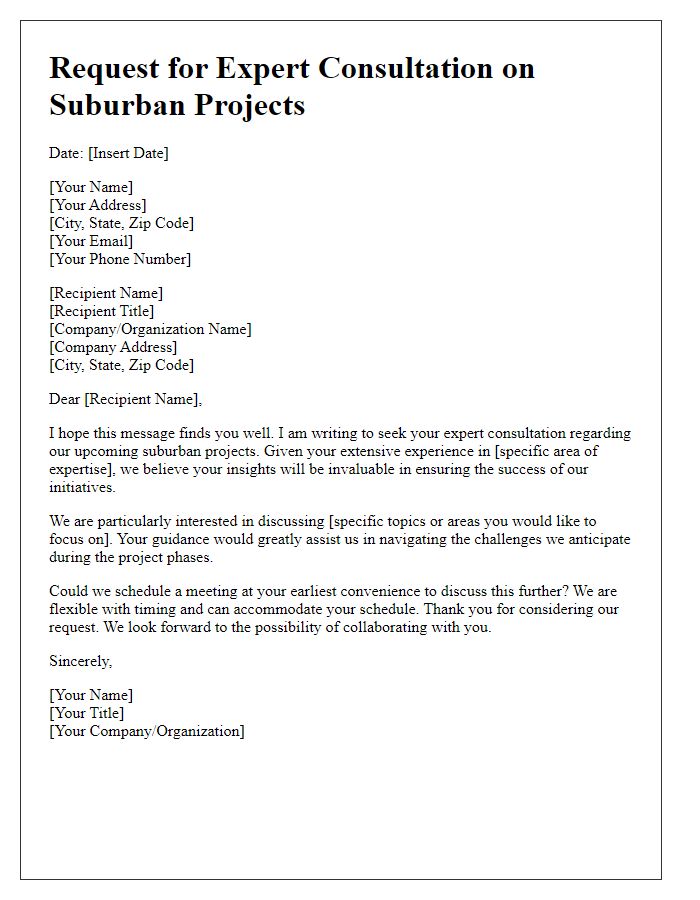 Letter template of request for expert consultation on suburban projects