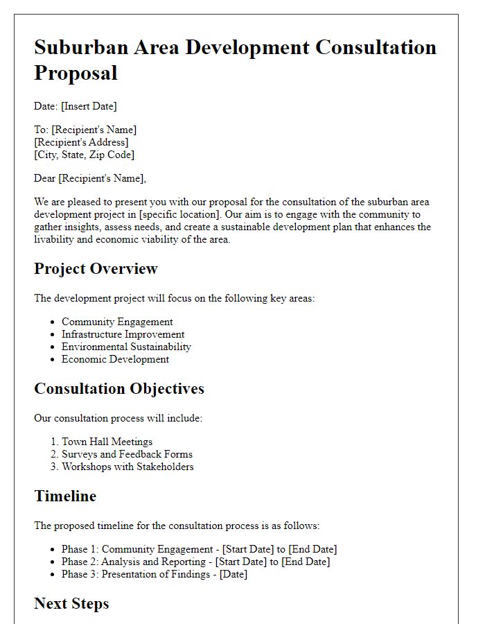 Letter template of suburban area development consultation proposal