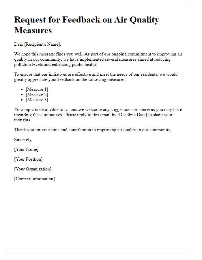 Letter template of feedback request on air quality measures