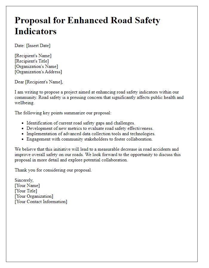 Letter template of proposal for enhanced road safety indicators