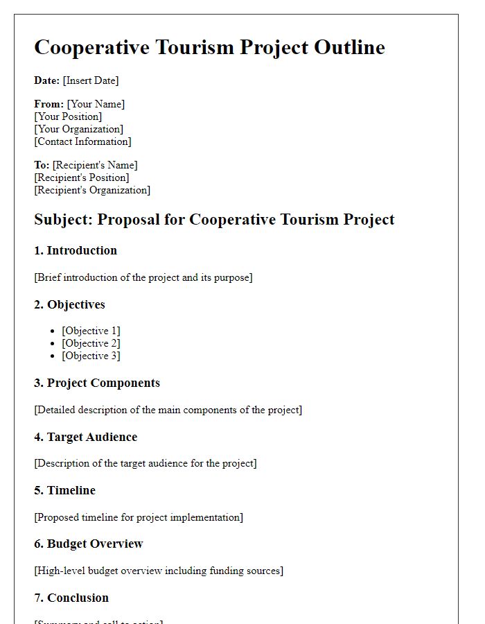 Letter template of cooperative tourism project outline