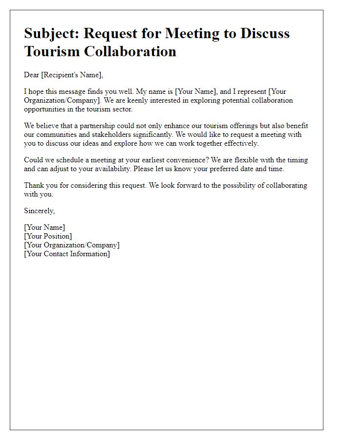 Letter template of tourism collaboration meeting request